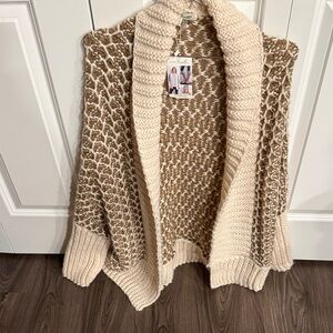 Simply Noelle Knit Cardigan in Cream and Brown